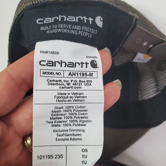 Carhartt Force Canvas Mesh-Back Logo Graphic SnapBack Trucker Hat Brown - Picture 5 of 5